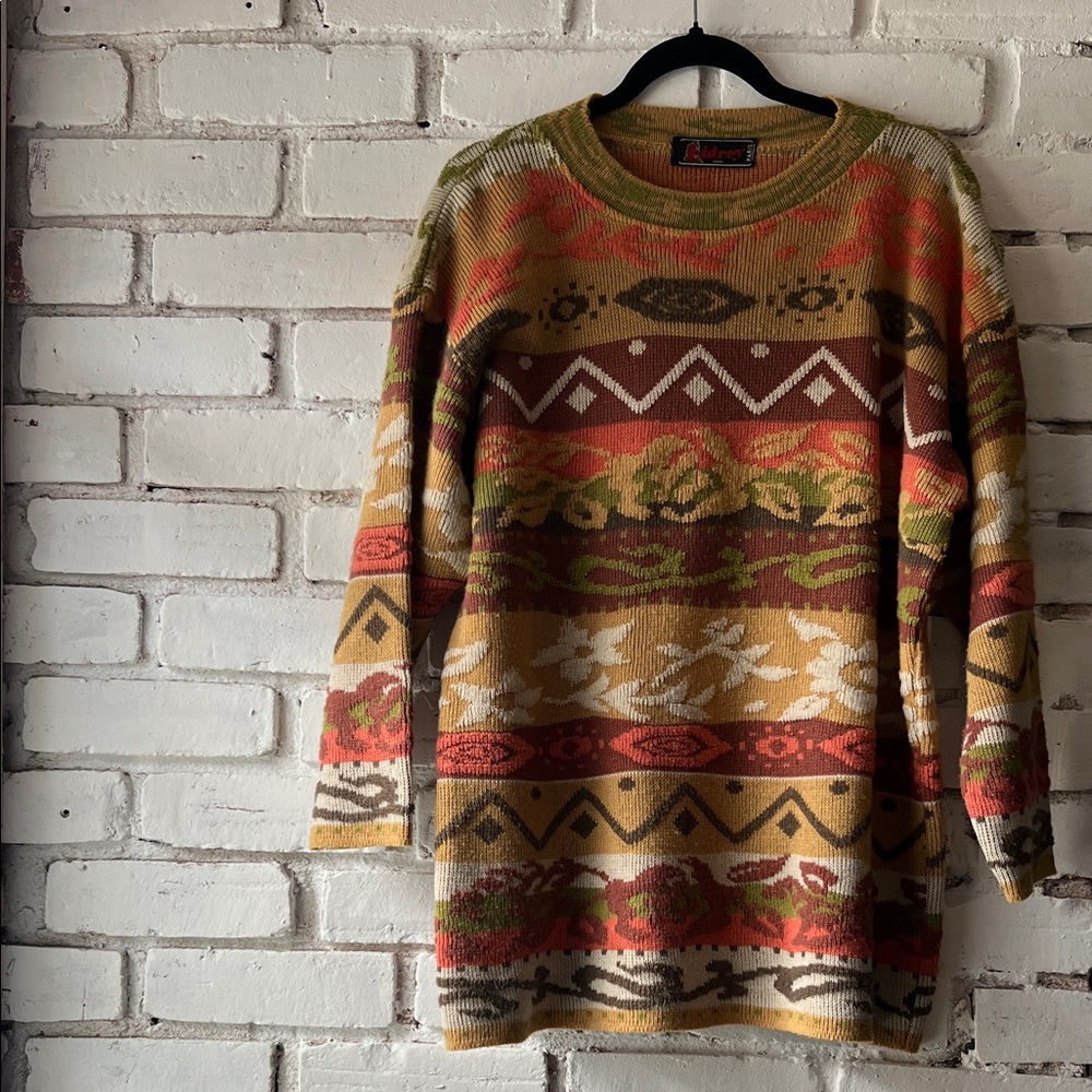 Multicolor Patterned women’s Sweater relaxed fit crew neck patterned knit